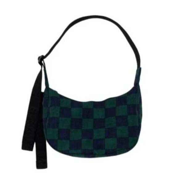 NWT Baggu Small Crescent Bag - Navy Green Check - Picture 8 of 10